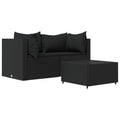vidaXL Black PE Rattan Patio Lounge Set - Outdoor Furniture with Weather-Resistant Cushions and Tempered Glass Tabletop - Includes Corner Sofa, Cushion and Coffee Table