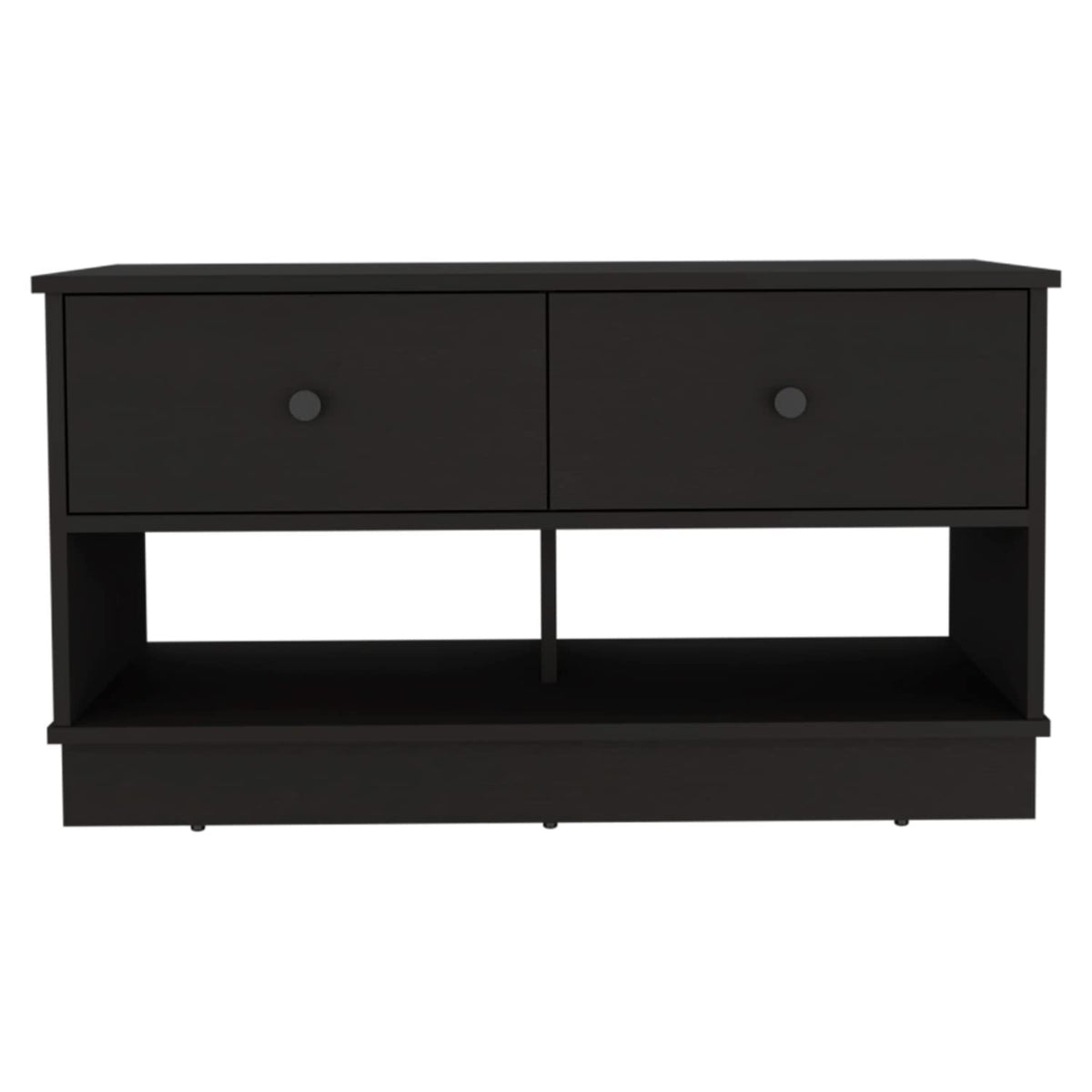 Uranus Storage Bench, 2 Drawers, 2 Open Shelves, Black