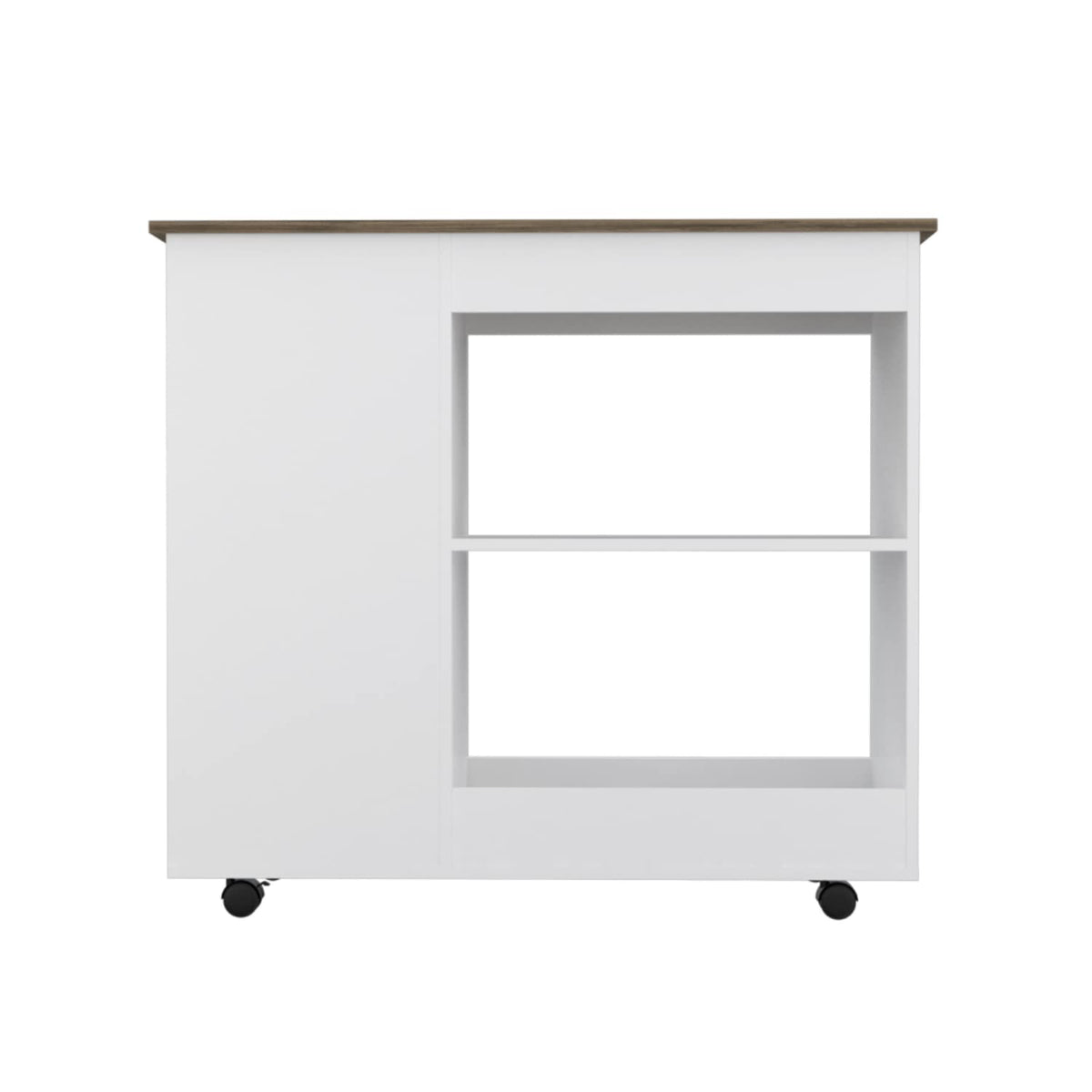 Petal Kitchen Cart with Caster Wheels and 5 Shelves, in White/Dark Brown