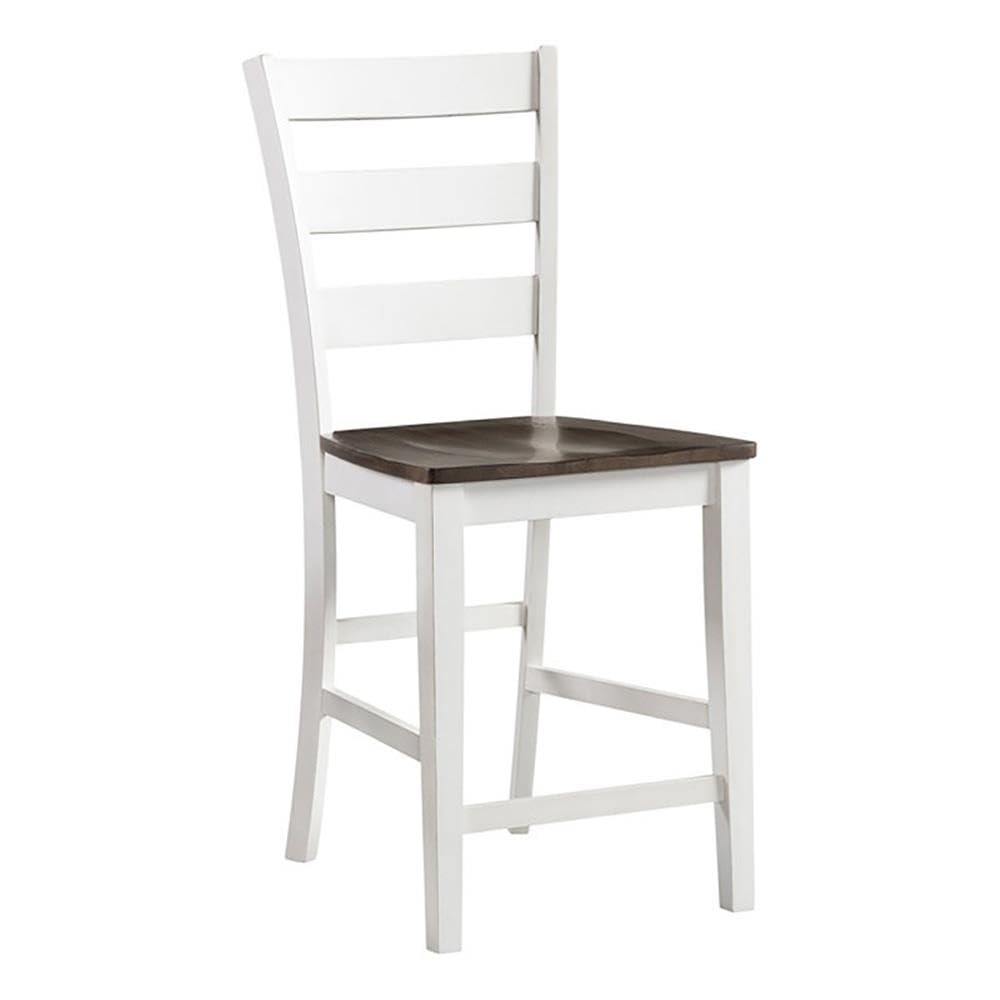 Intercon Kona 24" Ladder Back Bar Stool with Wood, Set of 2, Gray and White