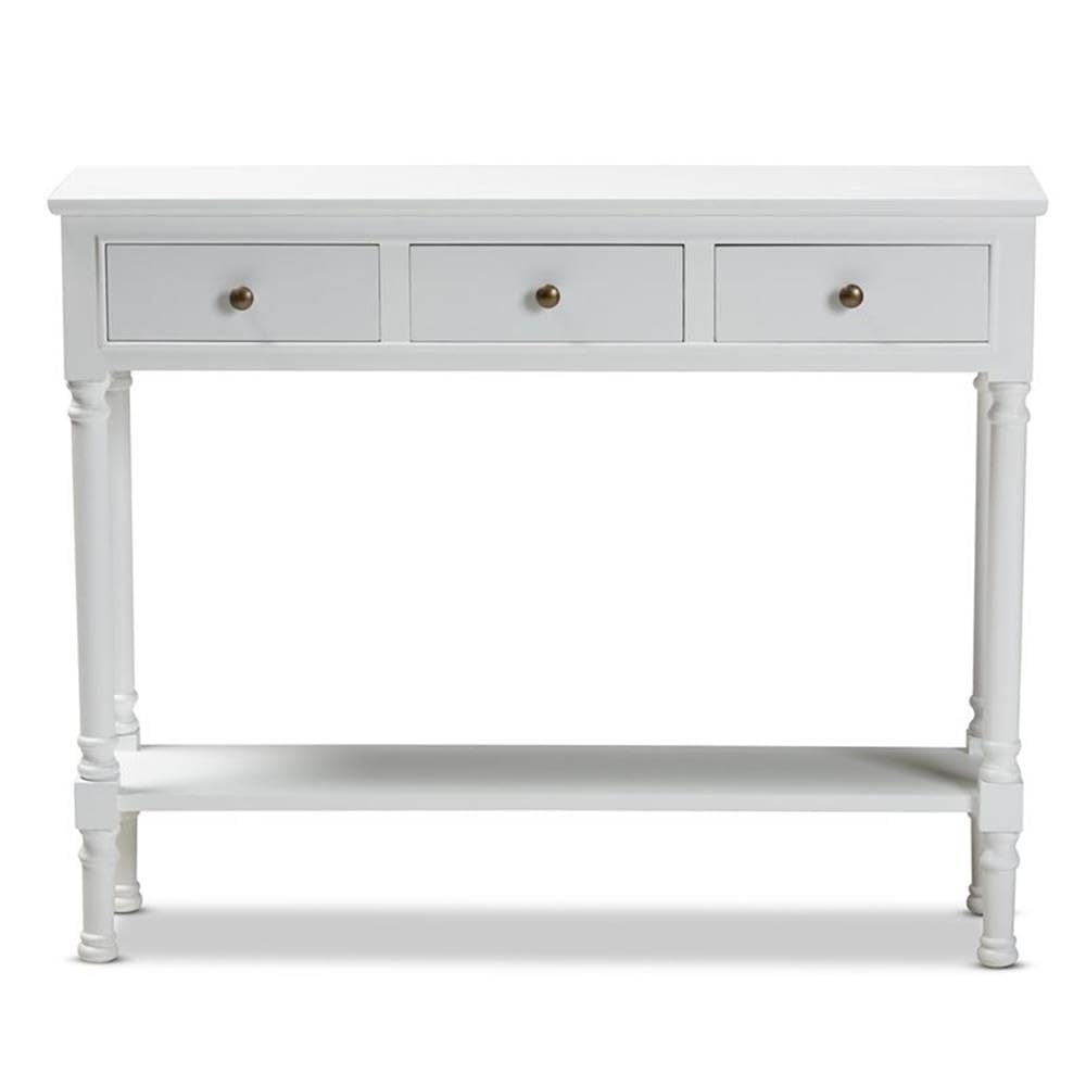 Baxton Studio Calvin Classic and Traditional French Farmhouse White Finished Wood 3-Drawer Entryway Console Table