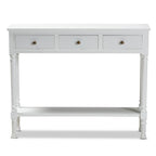 Baxton Studio Calvin Classic and Traditional French Farmhouse White Finished Wood 3-Drawer Entryway Console Table