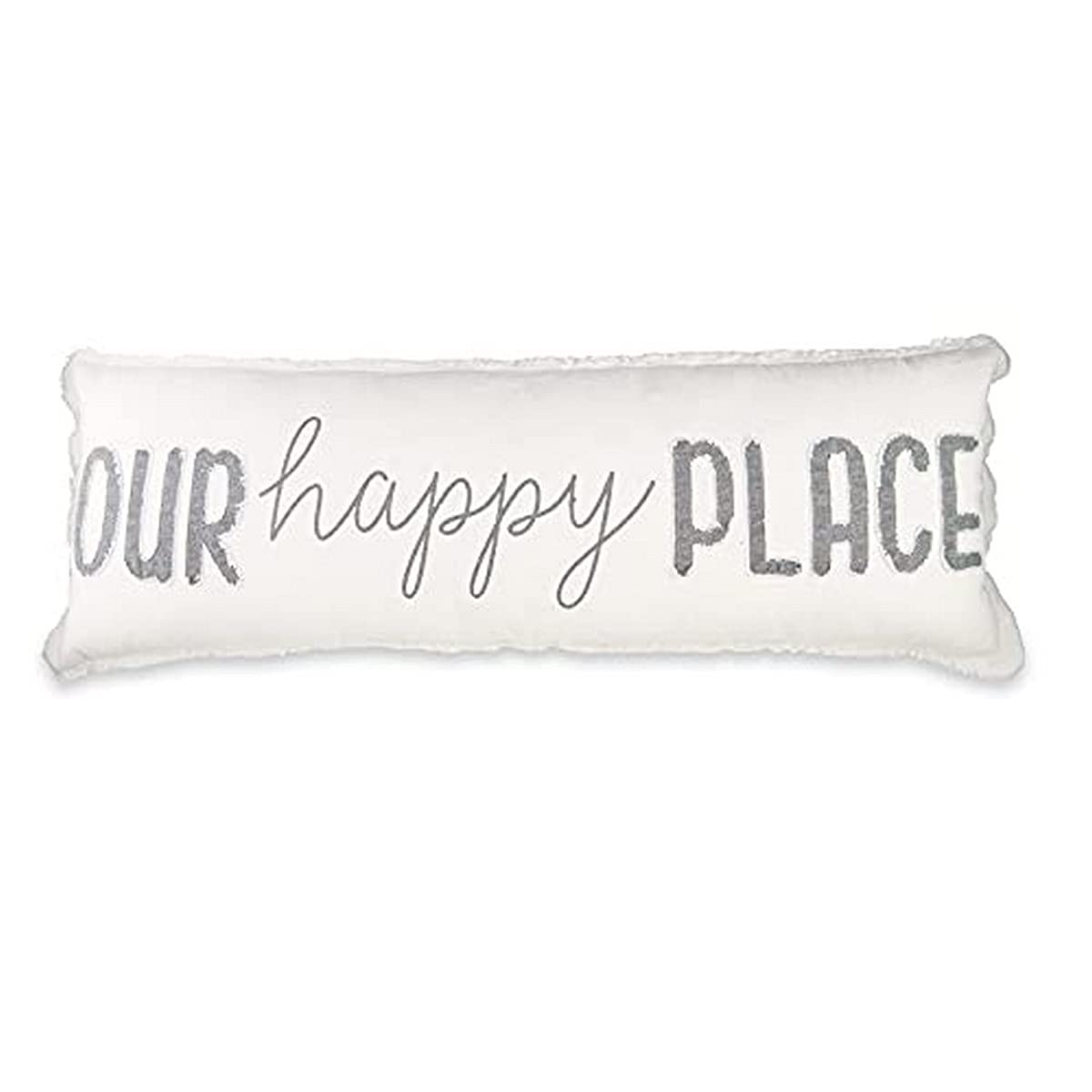 Mud Pie Our Happy Long Pillow, 1 Count (Pack Of 1), White