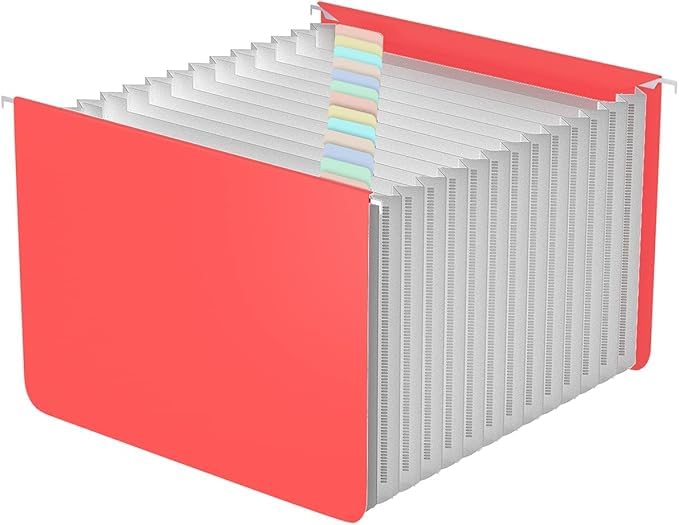 Topcj Plastic Expanding Hanging File Folders,12 Expandable Pockets,Multi Color Tabs,Hanging Folders For Filing Cabinet Letter Si