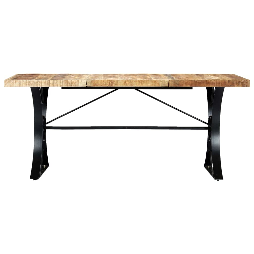 vidaXL Rectangular Dining Table - Industrial Design, Handmade Craftsmanship - Solid Mango Wood and Steel Legs - 70.9&quot;x35.4&quot;x29.9&quot; - Ideal for Kitchen or Dining Room Area