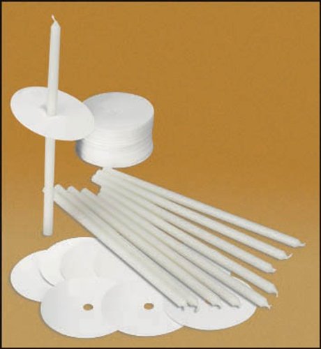 Church Service Ceremony Candlelight Vigil 8 1/2 H x 1/4 Dia Polar Candles with Paper Drip Protectors - 50 Per Box