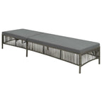 vidaXL Sun Lounger with Cushion - Gray Poly Rattan Sunbed - Durable and Weather-Resistant with Adjusting Backrest - Perfect for Patio and Garden Spaces