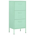 vidaXL Mint Green Steel Storage Cabinet, 16.7"x13.8"x40", Adjustable Levellers, Extendable Drawers with Ballbearing Runners, Industrial Style, Load Capacity up to 132.3 lb