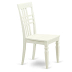 East West Furniture Logan Kitchen Dining Stylish Back Solid Wood Seat Chairs, Set of 2, Linen White