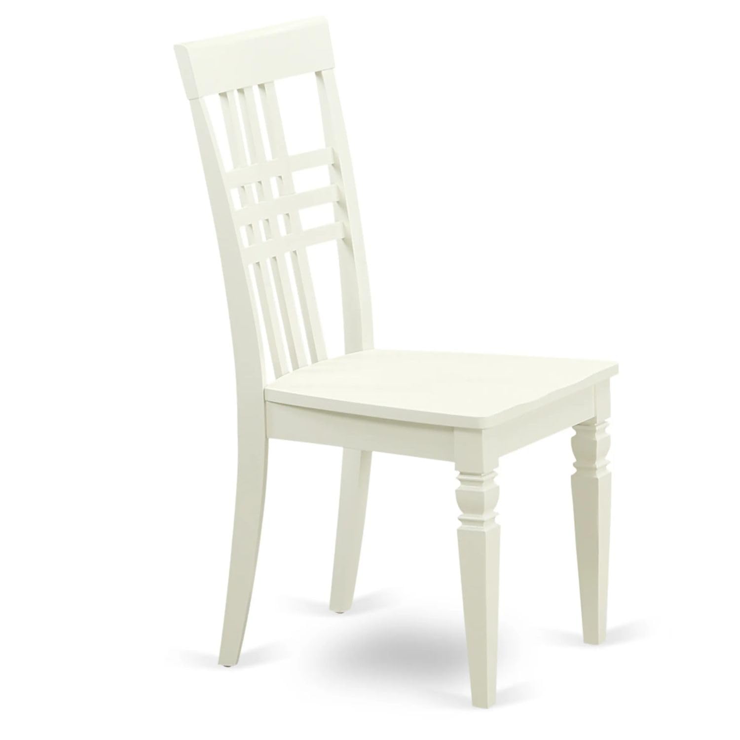 East West Furniture Logan Kitchen Dining Stylish Back Solid Wood Seat Chairs, Set of 2, Linen White