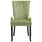 vidaXL Elegant Dining Chair with Armrests for Kitchen and Dining Room - Light Green Velvet, Ergonomically Designed, Solid Oak Wood Frame