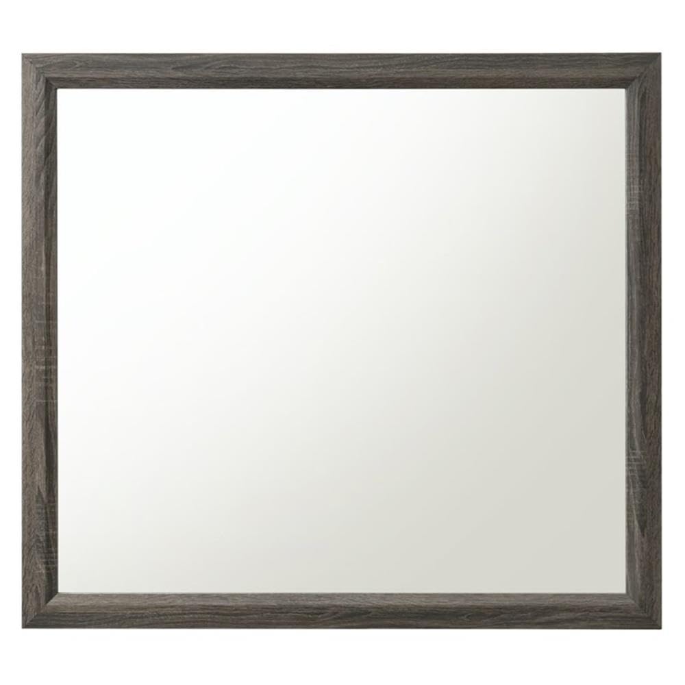 Acme Valdemar Rectangular Wooden Frame Bedroom Mirror In Weathered Gray