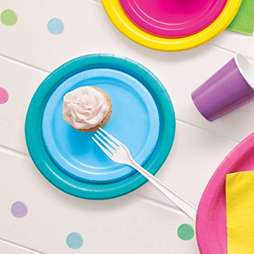 Lovely Powder Blue Solid Round Dessert Plates - Vibrant 7'' (Pack Of 20) - Sturdy & Stylish - Perfect For Birthdays, Showers & C