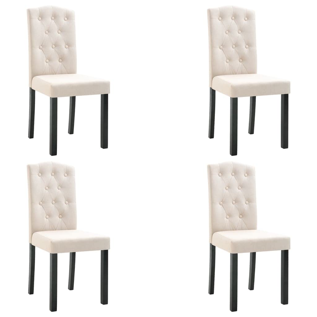vidaXL Ergonomic Dining Chairs - Set of 4 in Cream Fabric with Solid Wooden Legs, Comfortable Upholstery for Kitchen and Dining Room