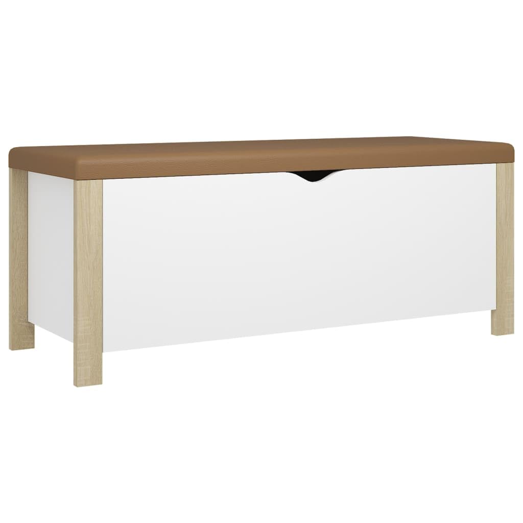 vidaXL Multi-Purpose Storage Box with Cushion Top High-Gloss White Engineered Wood