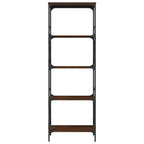 vidaXL 5-Tier Brown Oak Engineered Wood Bookshelf - Spacious Bookcase Display Cabinet with Adjustable Feet and Metal Frame for Office/Living Room