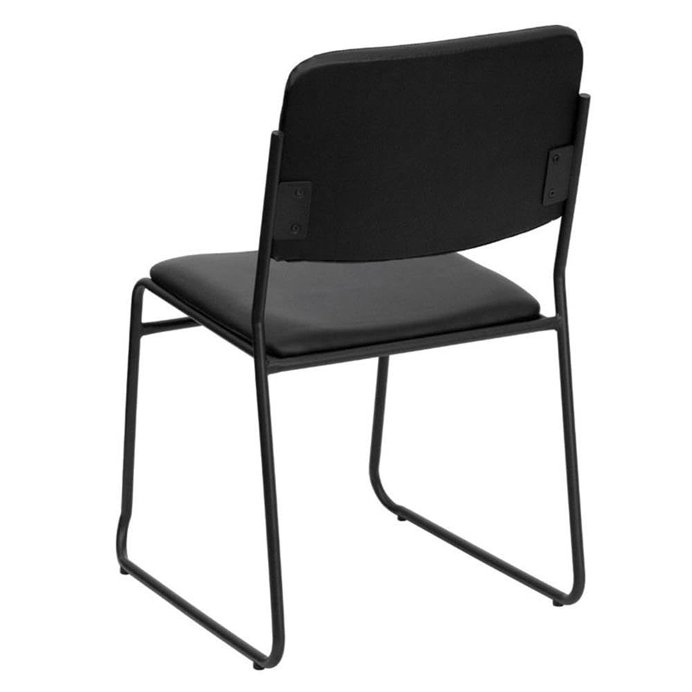 Flash Furniture HERCULES Series 500 lb. Capacity High Density Black Vinyl Stacking Chair with Sled Base