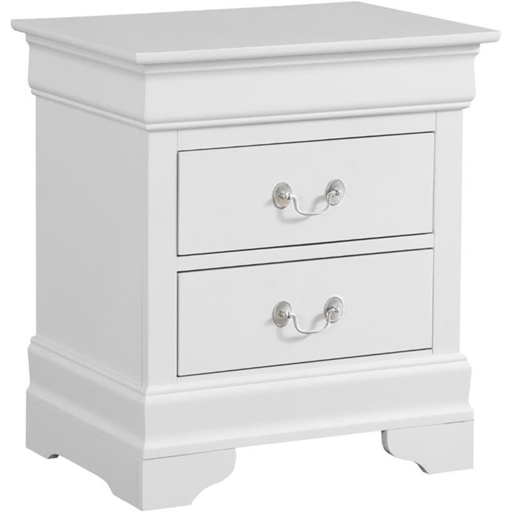 Glory Furniture Louis Phillipe 2 Drawer Nightstand In White