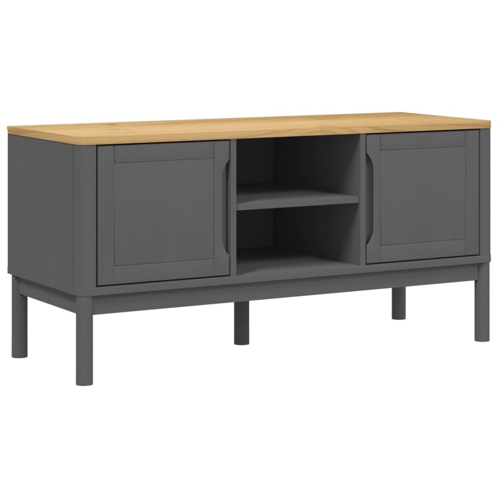 vidaXL TV Stand Floro - Gray Solid Pine Wood TV Cabinet - 44.9&quot;x16.9&quot;x21.7&quot; for 51&quot;-60.1&quot; TVs - Modern Storage Unit with Practical Doors