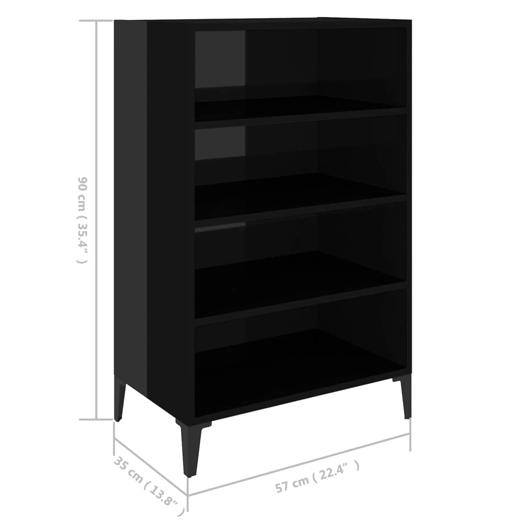 vidaXL Sideboard High Gloss Black 22.4&quot;x13.8&quot;x35.4&quot; Chipboard