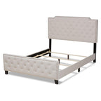 Baxton Studio Marion Modern Transitional Beige Fabric Upholstered Button Tufted Full Size Panel Bed