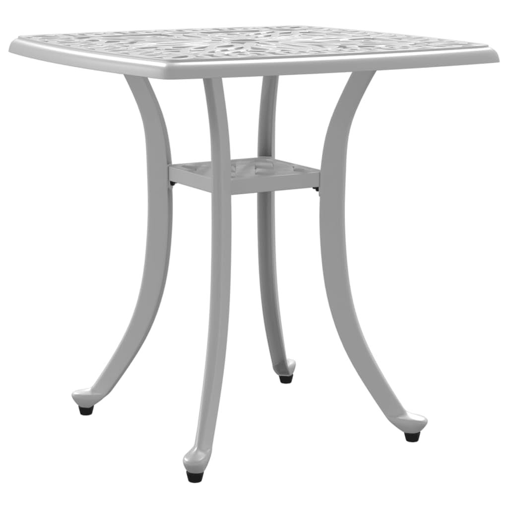 vidaXL Cast Aluminum Patio Table - White 20.9" Square Outdoor/Indoor Garden Table with Umbrella Hole