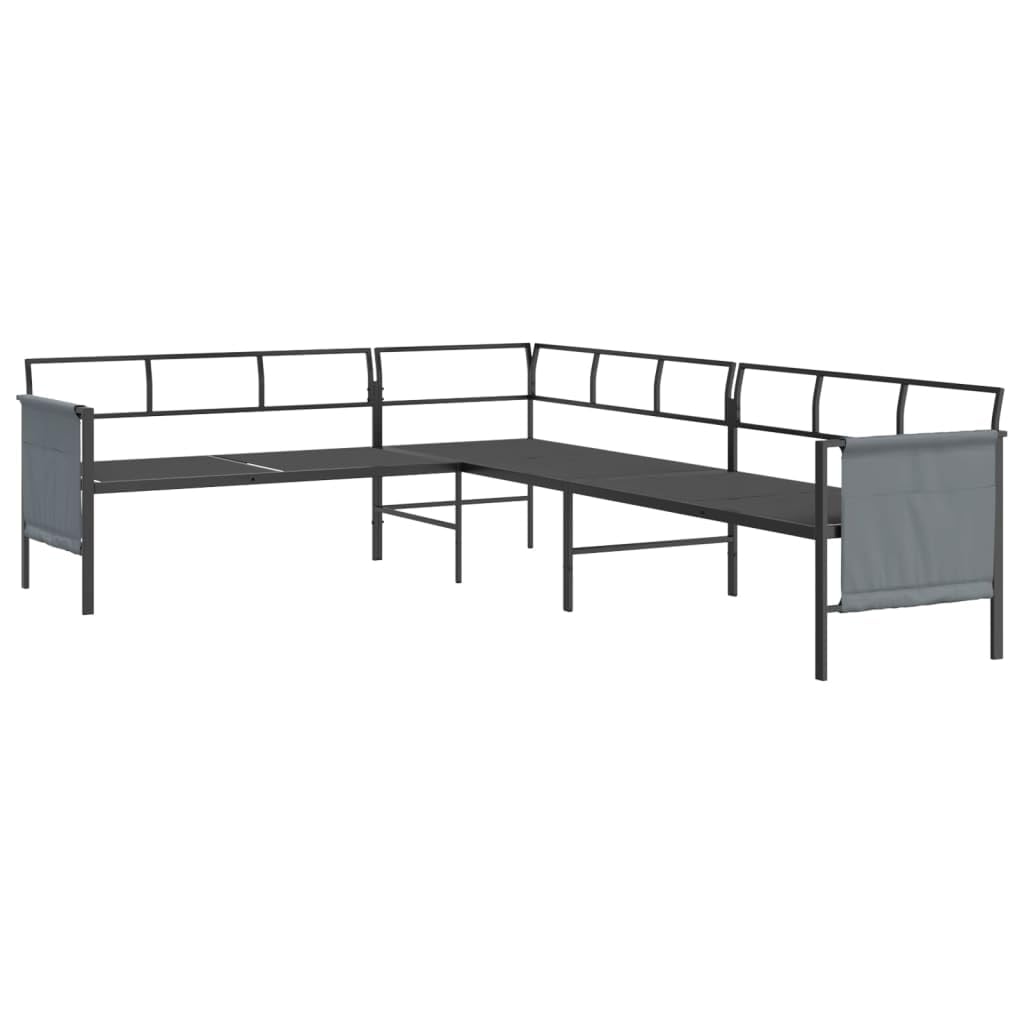 vidaXL Anthracite Steel Patio Dining Set, Modern-Style 2-Piece Garden Corner Sofa and Table Set with Comfortable Seating and Convenient Storage