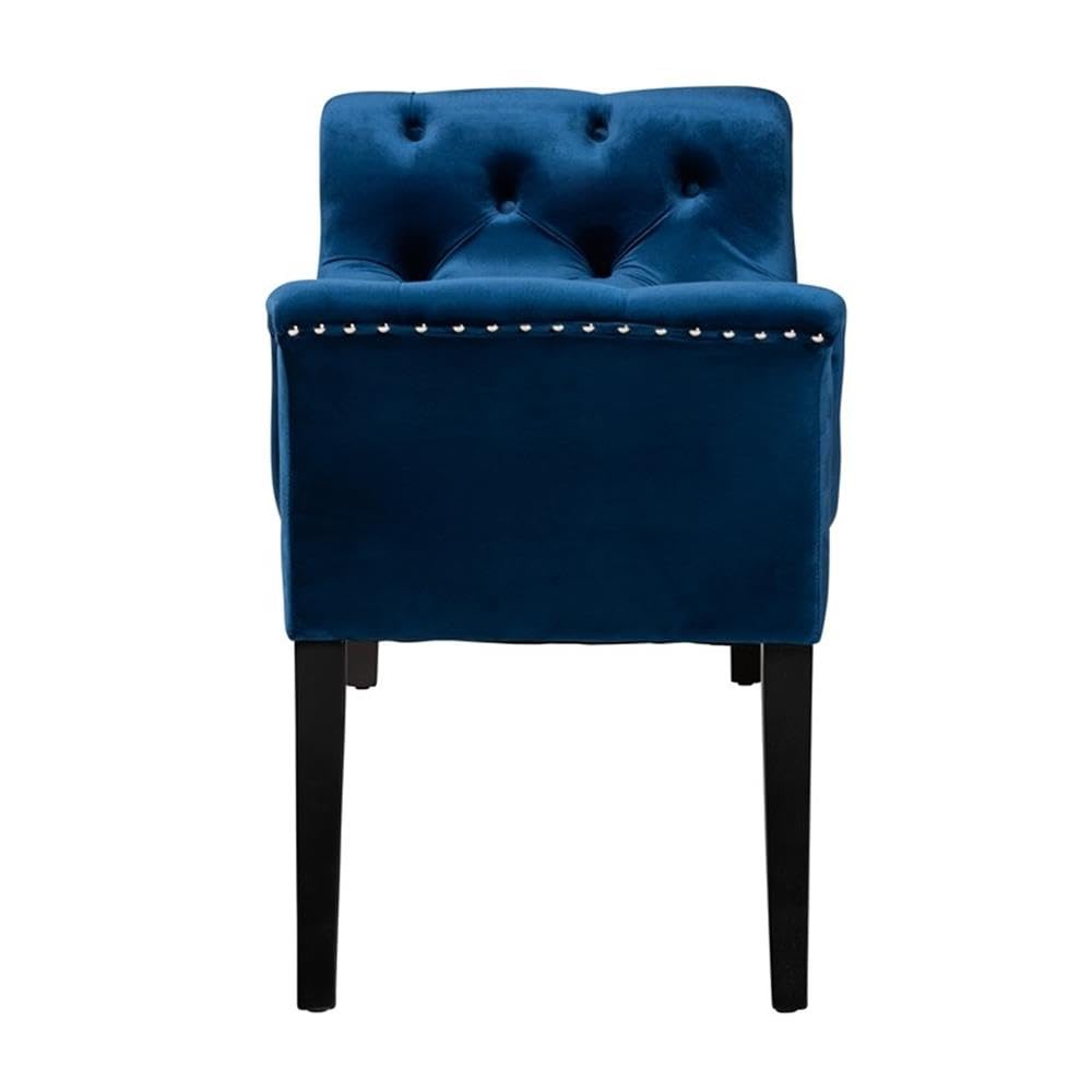 Baxton Studio Chandelle Traditional Glam and Luxe Navy Blue Velvet Fabric and Black Finished Wood Accent Bench