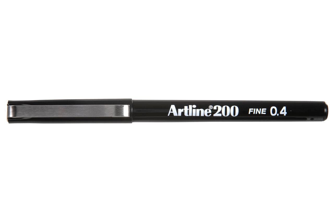 Artline 200 Fineline Writing Pens, 0.4 Mm Writing Width, Black, 12 Pack (Ek-200N)