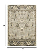 HomeRoots 508848 6 x 9 ft. Gray Brown Tan & Beige Oriental Power Loom Stain Resistant Rectangle Area Rug