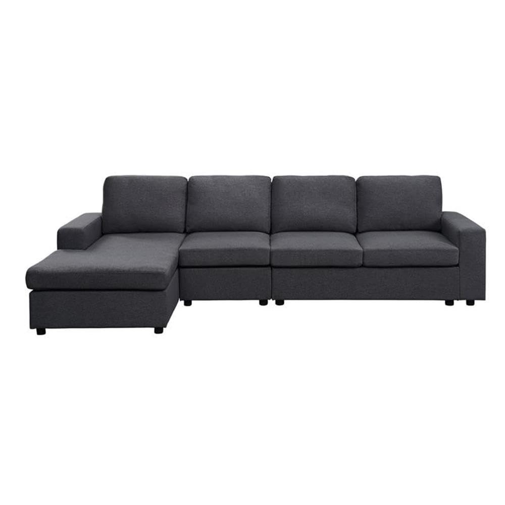 Lilola Home Bailey Sofa with Reversible Chaise in Dark Gray Linen