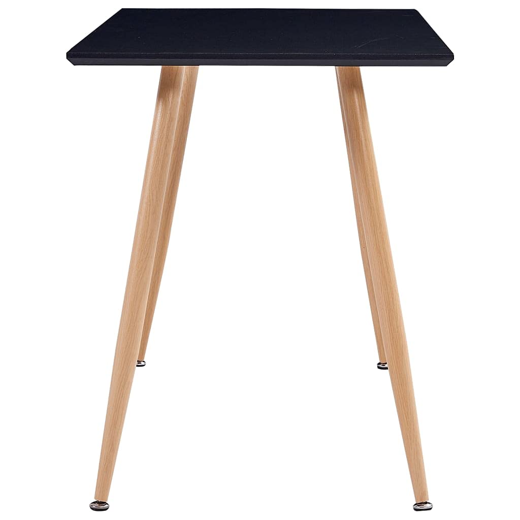 vidaXL Black and Oak Dining Table with MDF Tabletop and Robust Steel Legs, Clean and Modern Design, Seats Six