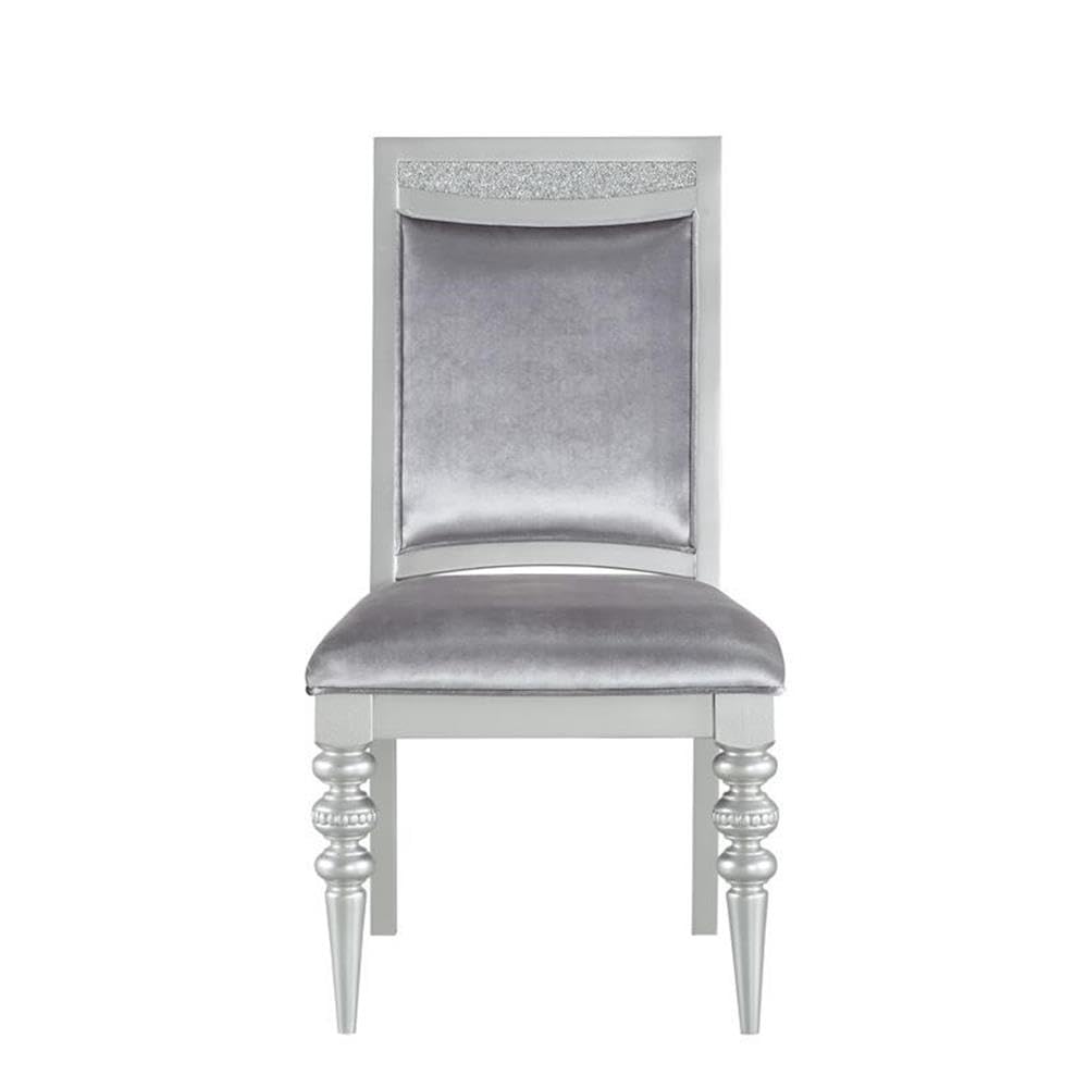 Acme Maverick Fabric Upholstered Side Chair in Platinum Gray Set of 2