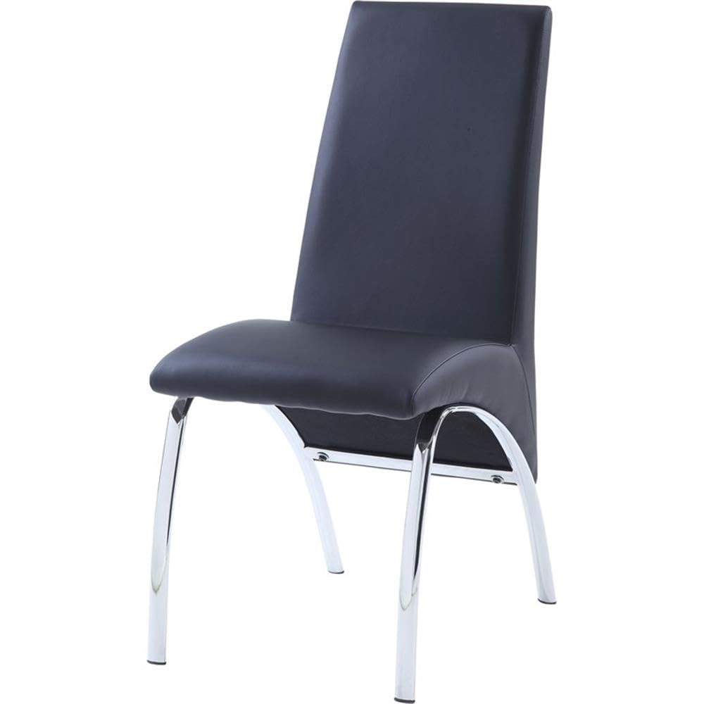 Acme Pervis Faux Leather Upholstered Side Chair in Black and Chrome