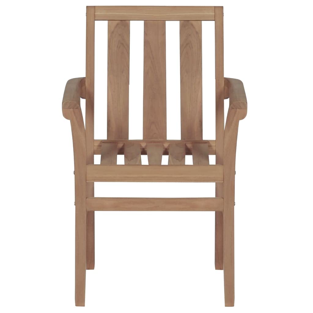 vidaXL Solid Teak Wood Stackable Patio Chairs - Thumbnail 3