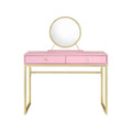 HomeRoots 485928 42 in. Mirrored Two Drawer Dresser Pink