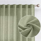 Jinchan Green Linen Blend Curtains 72 Inches Long For Living Room Farmhouse Rod Pocket Back Tab Light Filtering Window Drapes For Bedroom Curtains Crude 2 Panels Sage Green
