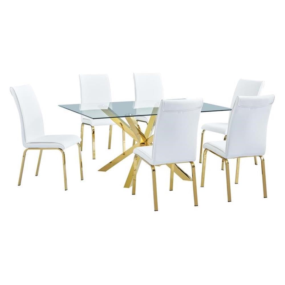 Best Quality Furniture 7 Piece Dining Furniture Set, White