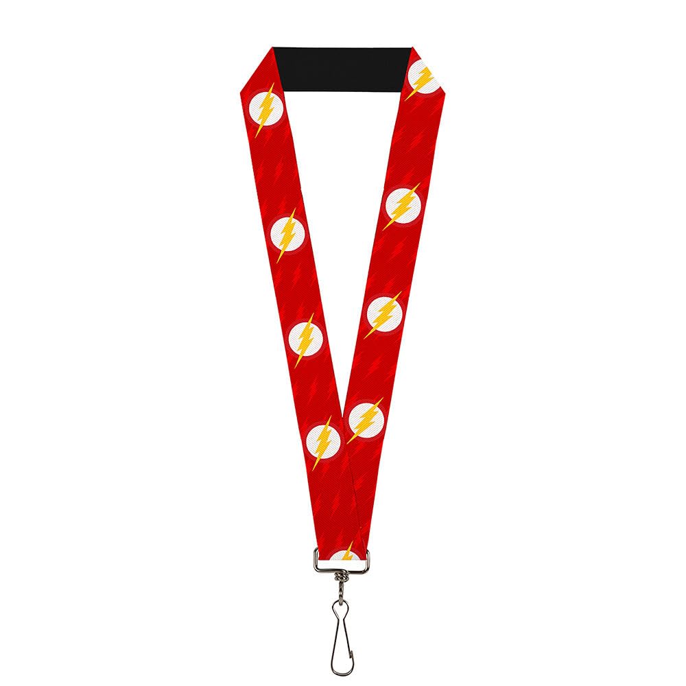 Buckle Down Unisex Adults Lanyard - 1.0' The Flash Logo6/Logo Monogram Reds/White/Ye Key Chain, Multicolor, One Size Us
