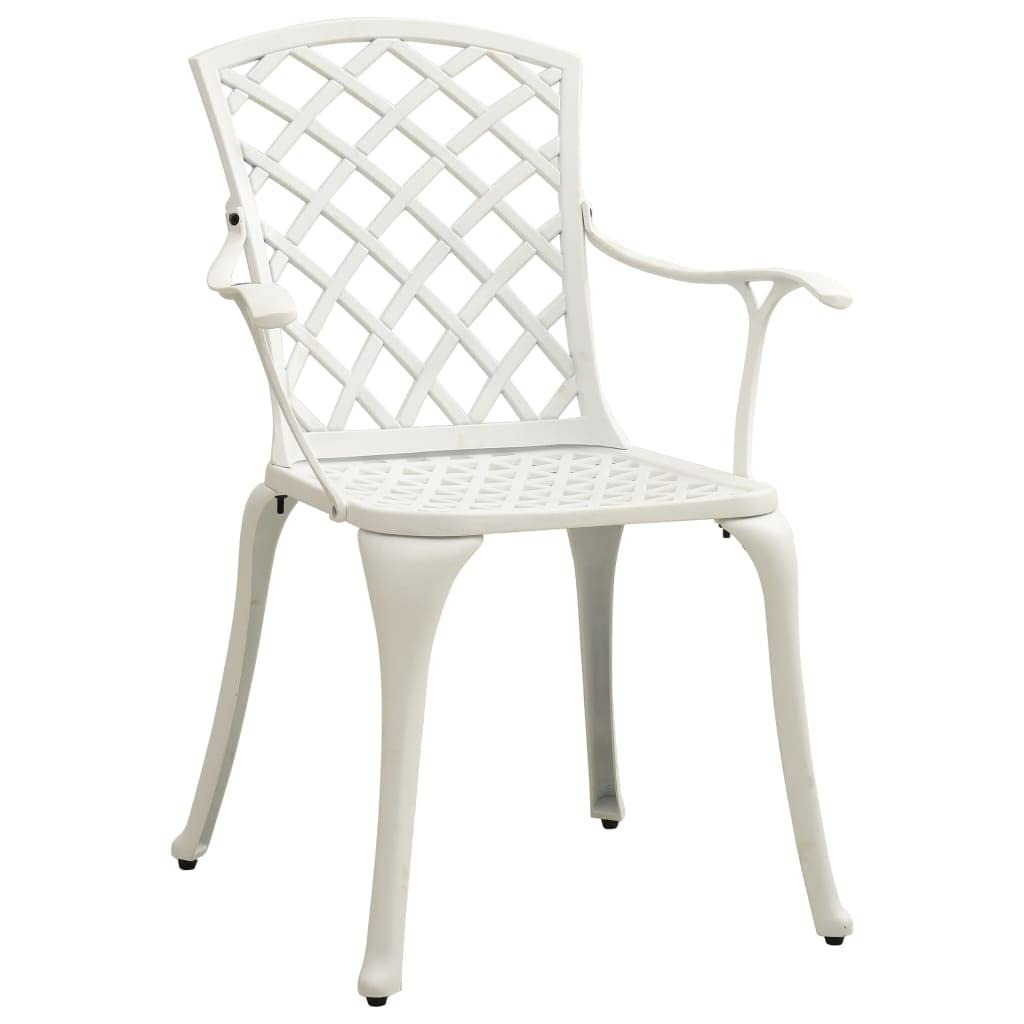 vidaXL Garden Chairs 6 pcs, Dining Chair for Patio Terrace Yard Balcony Picnic, Outdoor Chair with Armrest, Armchair, Cast Aluminium White, 3216321