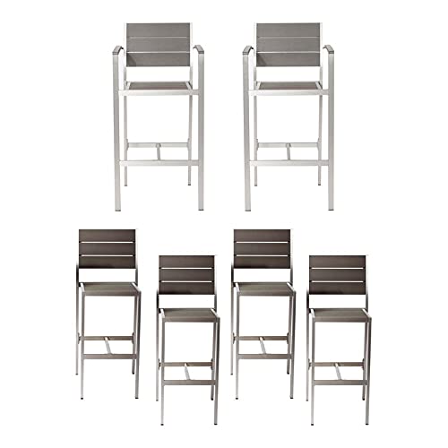 Pangea Home Breeze 44" Aluminum Outdoor Bar Stools in Gray (Set of 6)