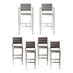 Pangea Home Breeze 44" Aluminum Outdoor Bar Stools in Gray (Set of 6)