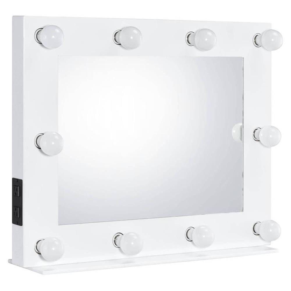 Acme Avery Rectangle Wooden Frame Accent Mirror with Lighting in White