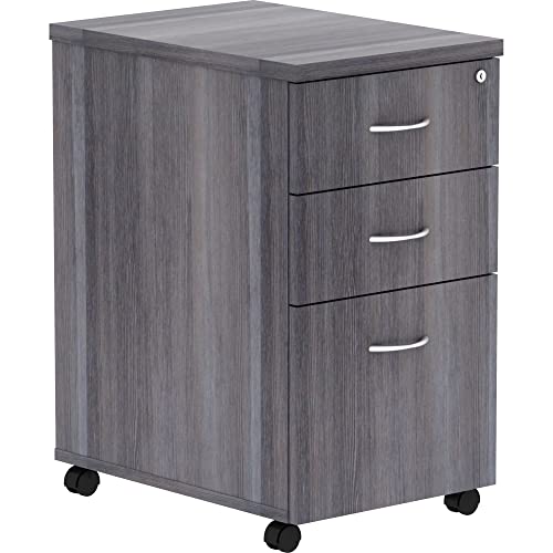 Lorell Weathered Charcoal Laminate Desking Pedestal - 3-Drawer