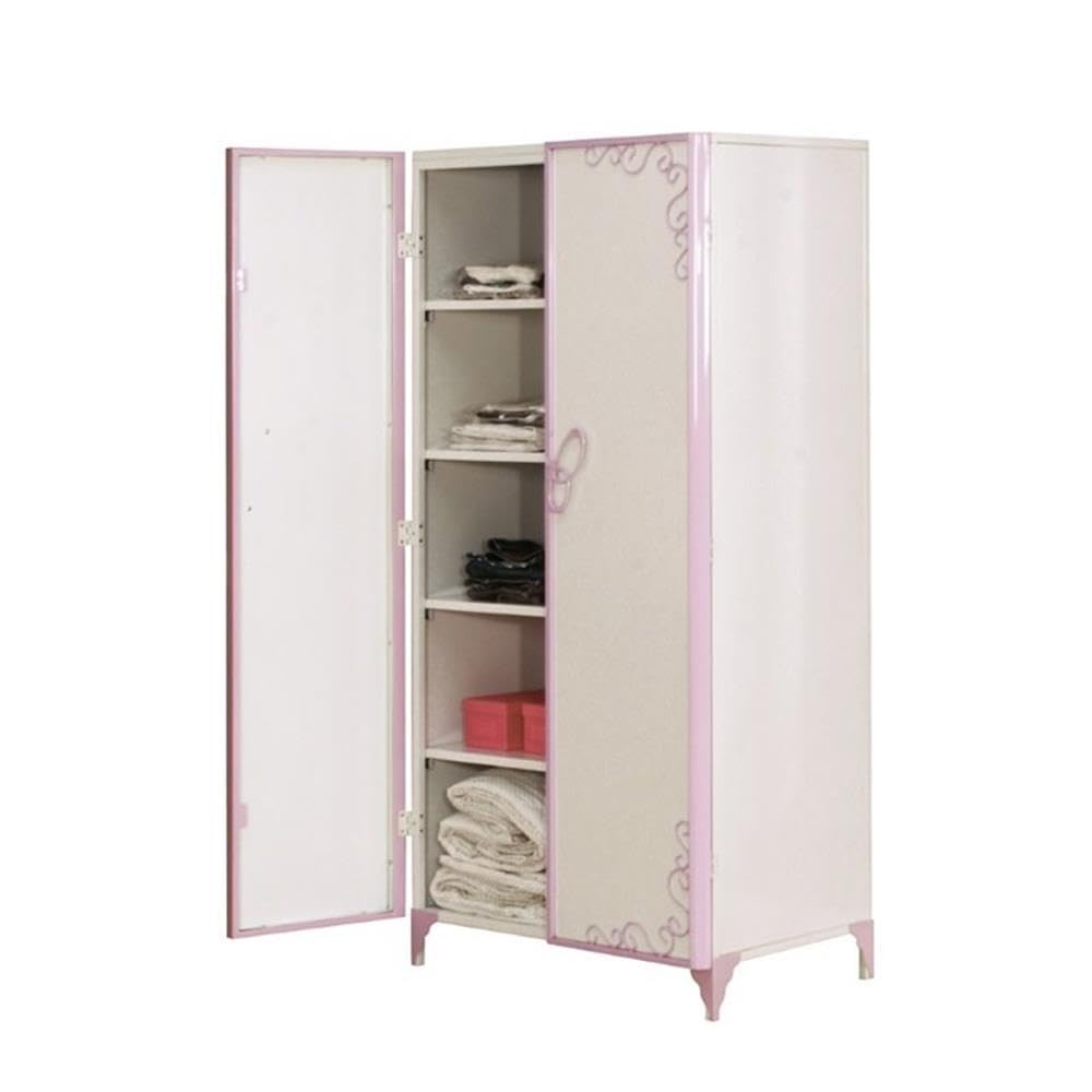 Acme Priya Ii 2-Door Metal Frame Kids Wardrobe Armoire In White