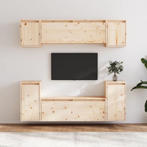 vidaXL 6X Solid Wood Pine TV Cabinets Indoor Living Room Bedroom Entertainment Centre Wall Shelf Hanging TV Unit Stand Storage HiFi Cabinet