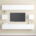 vidaXL TV Stand Set 6 Piece Home Indoor Entertainment Center Hanging HiFi Plasma Cabinet Stereo TV Stand Unit Furniture White Engineered Wood