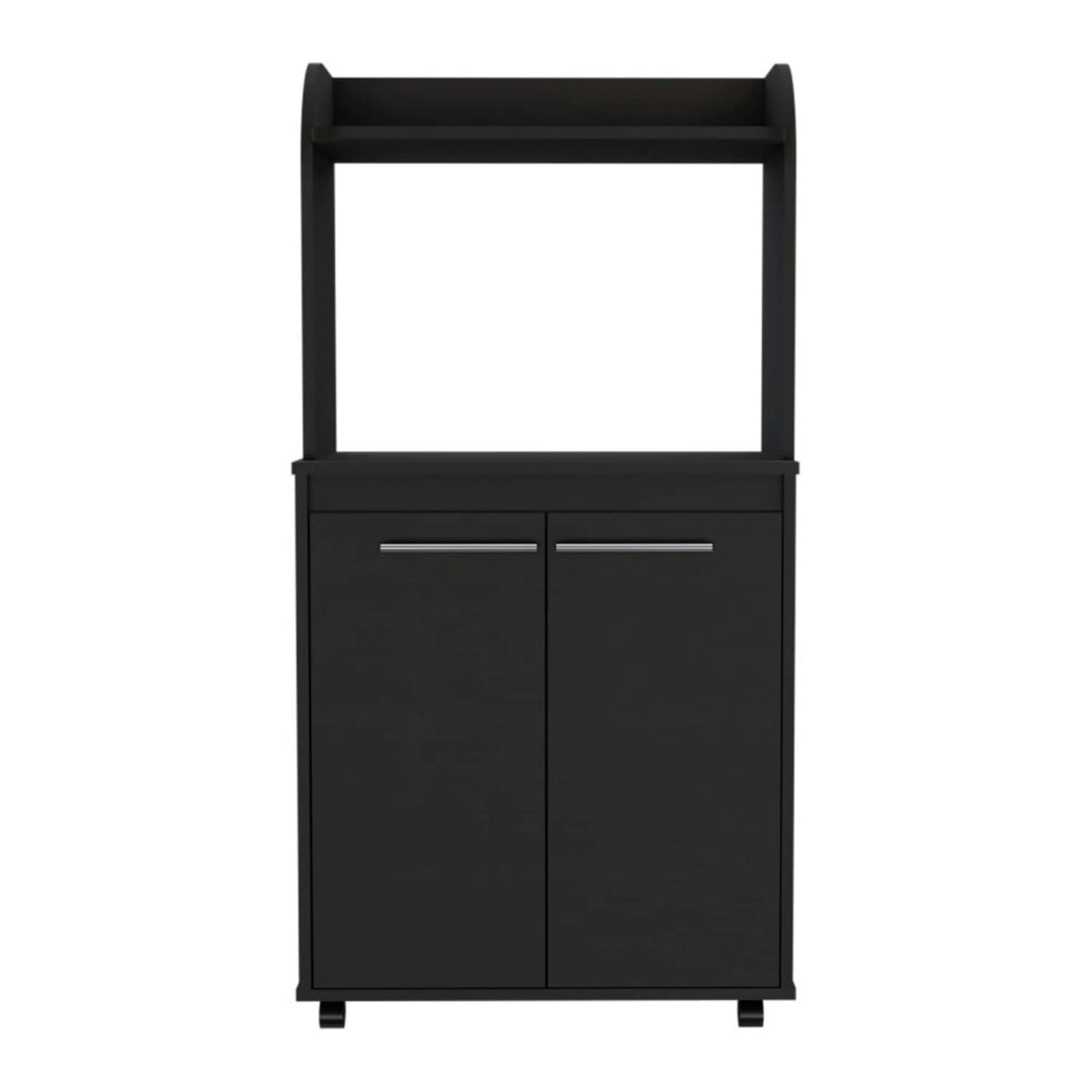 Kitchen Cart 49&Quot; H, 2 Door Cabinet, 1 Open Shelf, 2 Interior Shelves, Black