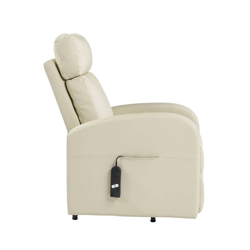 Acme Ricardo Faux Leather Upholstered Recliner with Power Lift in Beige