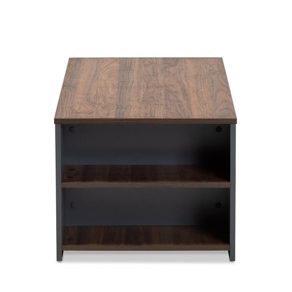 Baxton Studio Thornton Modern and Contemporary Two-Tone Walnut Brown and Grey Finished Wood Storage Coffee Table